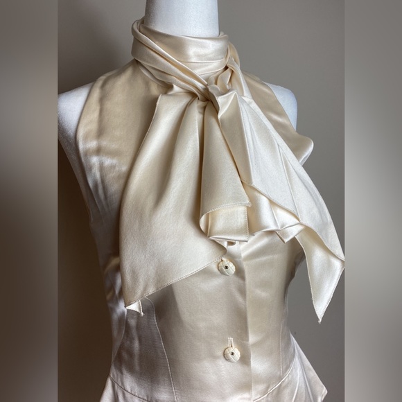 CHANEL Tops - CHANEL Champagne Silk Sleeveless Blouse